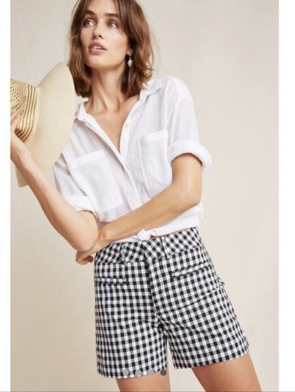 Anthropologie Stretch Picnic Gingham Country Club Shorts Size 27